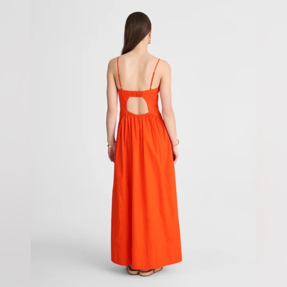 Madewell fiery orange Poplin Seamed Maxi Dress - Picture 3 of 5